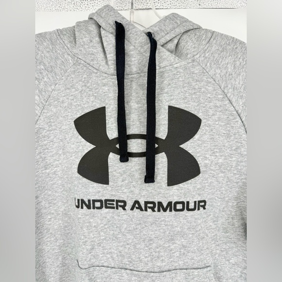 Under Armour Heather Gray Hoodie with Black Logo - Picture 2 of 6